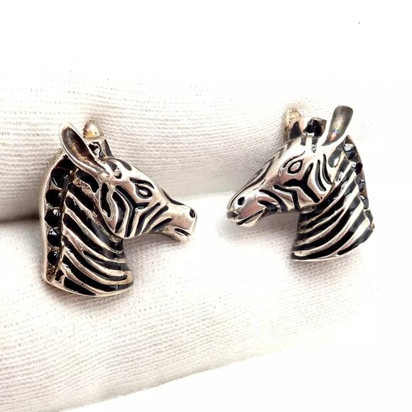 Vintage Tiffany & Co. Silver Black Enamel Zebra Cufflinks - Picture 6 of 9